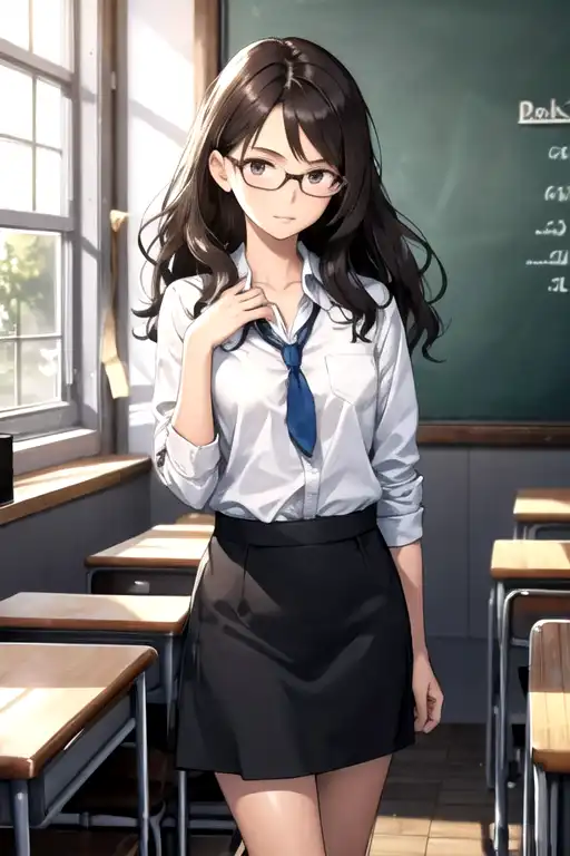 Professor Is Teaching His Students As An Anime Schoolgirl