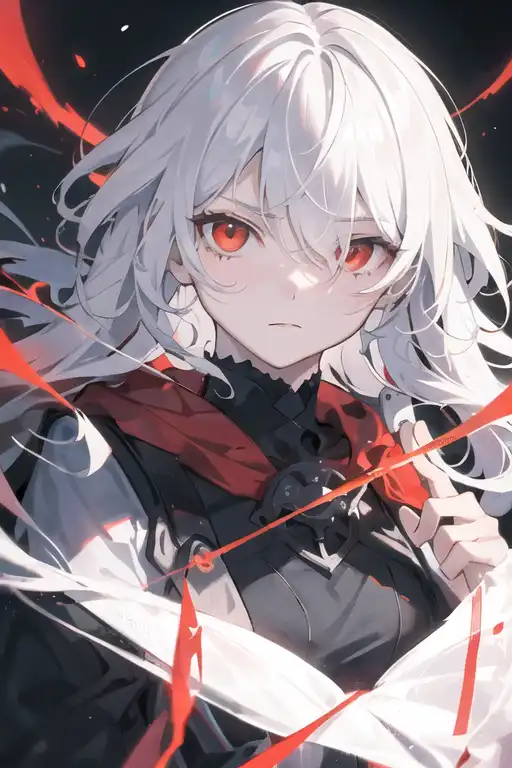anime guy with white hair and red eyes