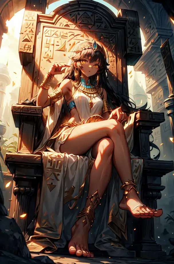 Create full body a stunning anime girl with Egyptian style like