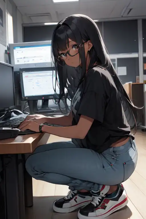 anime computer geek girl