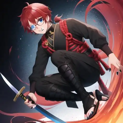 anime male ninja red
