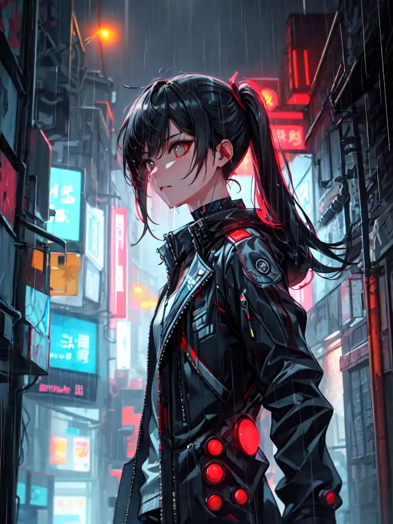 assassins , AI art, cyberpunk, city, neon, alleyway, city lights