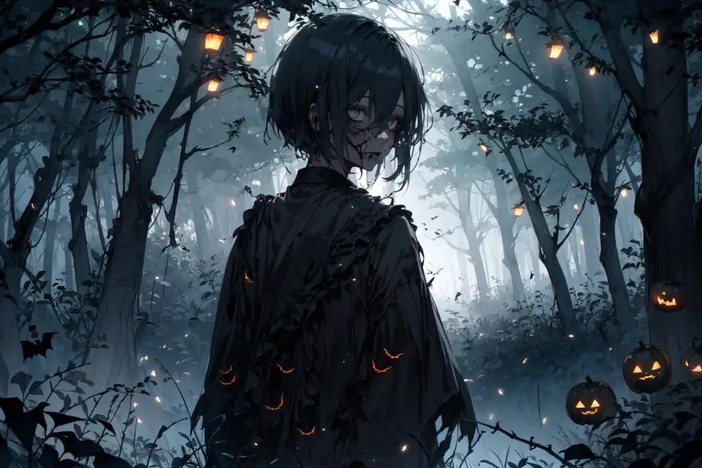 anime visual of a girl with short hair, dark atmosph