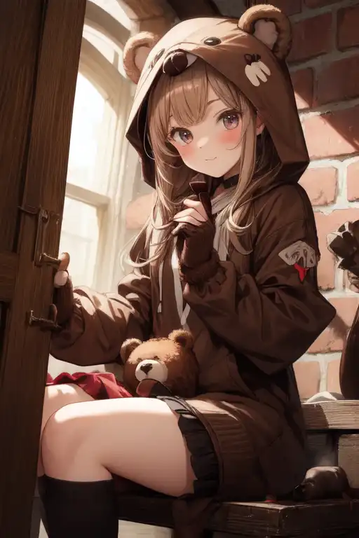 Anime girl hotsell in bear hoodie