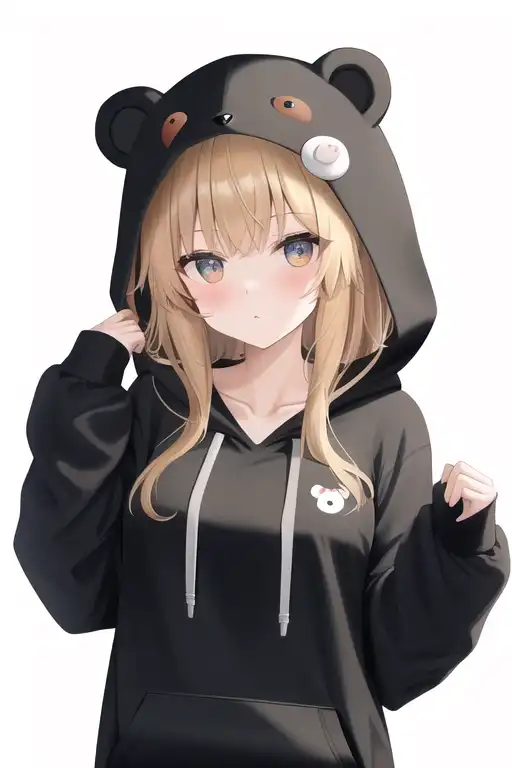 Anime girl 2024 in bear hoodie