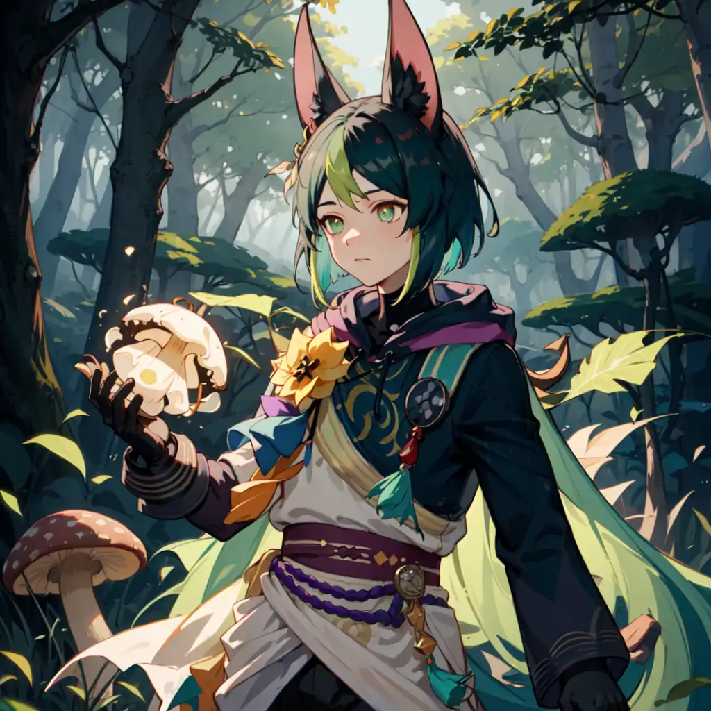 AI Art: Tighnari in the forest by @ 𝕄𝕠𝕔𝕜𝕖𝕣𝕪 | PixAI