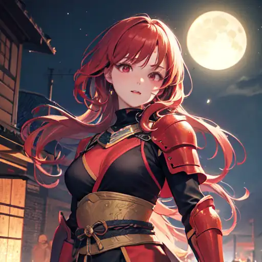 anime girl ninja with red hair