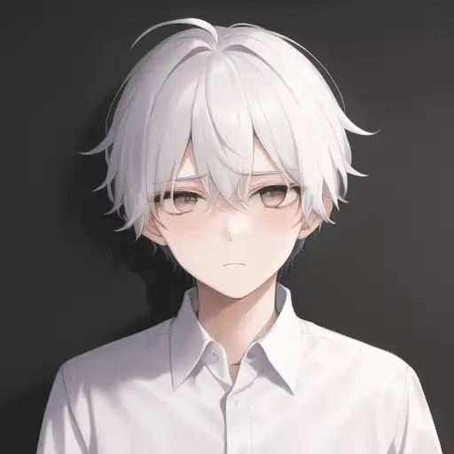 AI Art: Sorrow White hair Boy, Icon by @LonelyBoy