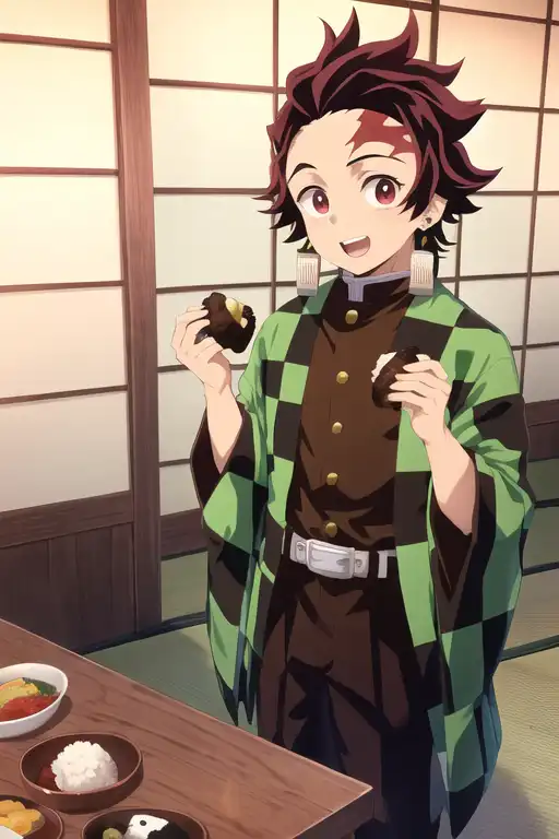 face, looking at viewer, open mouth, Kimetsu no Yaiba, Kamado