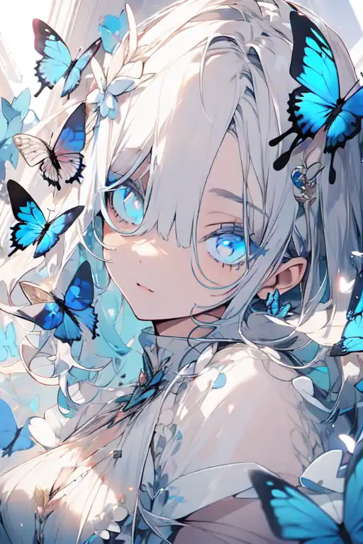 drawing,cute,ice,cold,blue,butterfly,colorful,ai art,hd by Subaru_sama