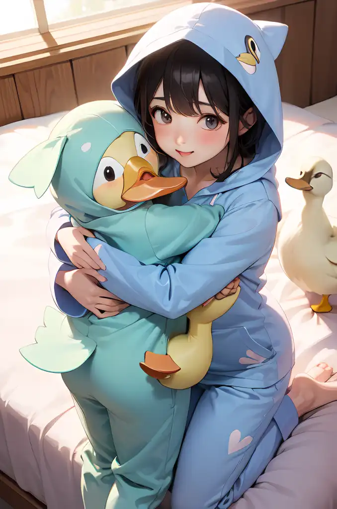 Anime girl in online penguin onesie