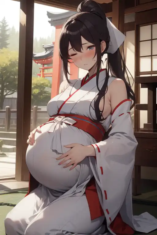 big boobs, thighs, belly, belly button, skinny, Mikojin, anime