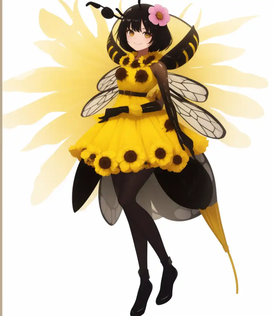 Women's Honey Bee Bodysuit, Yellow Bee Costume with Wings