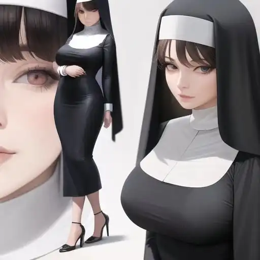 Tall Nun, scary, thick hips, large her - AI Photo Generator - starryai