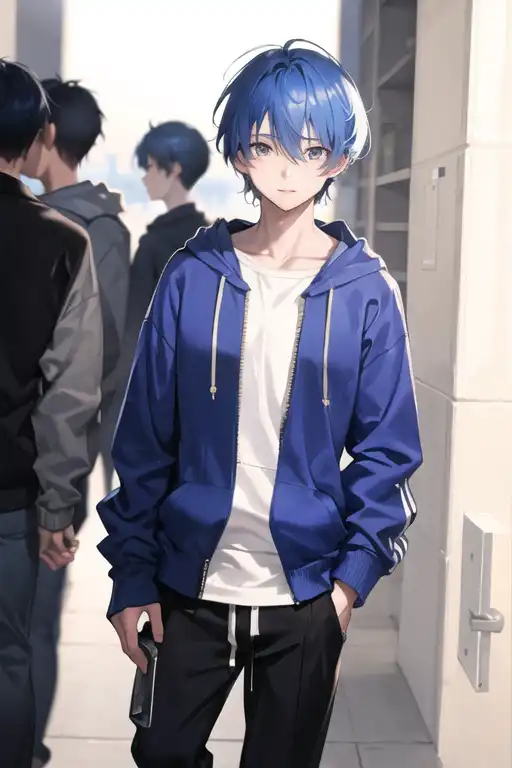 Anime boy blue hoodie sales