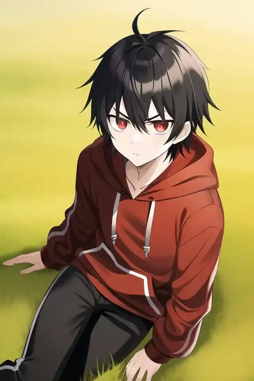 Anime boy outlet red hoodie