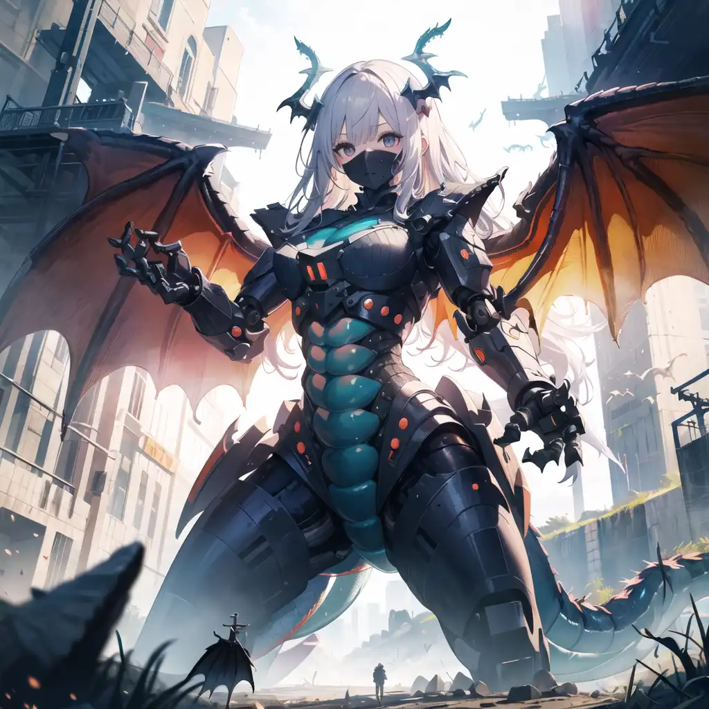 AI Art: Mecha Dragon Girl Giant by @JWGenshin | PixAI