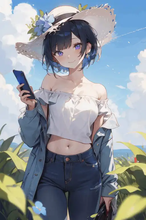 Premium AI Image  Anime Style kawaii girl in summertime