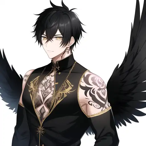 anime boy with wings and black hair