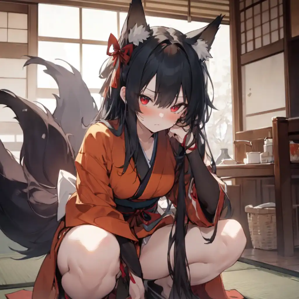 AI Art: black fox by @落葉 | PixAI