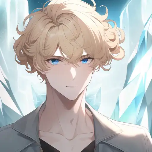 AI Art: blonde confident, cool, red eyed anime boy by @Kouie