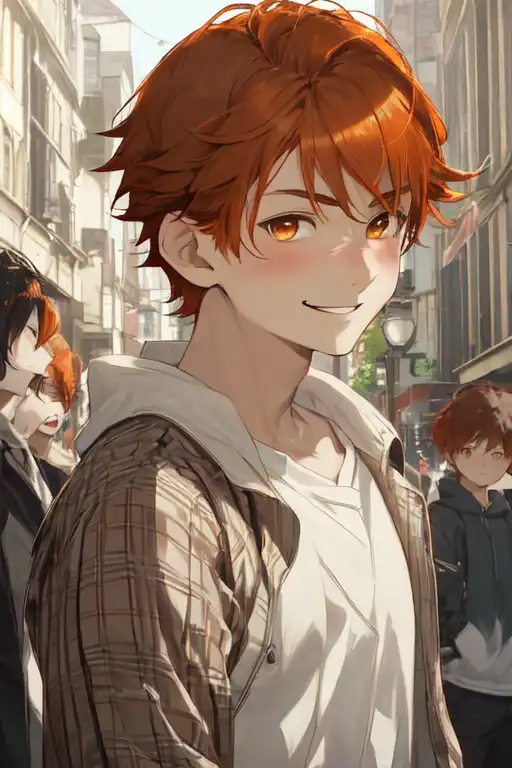 Premium AI Image  Cute and Handsome anime boy with short orange hair