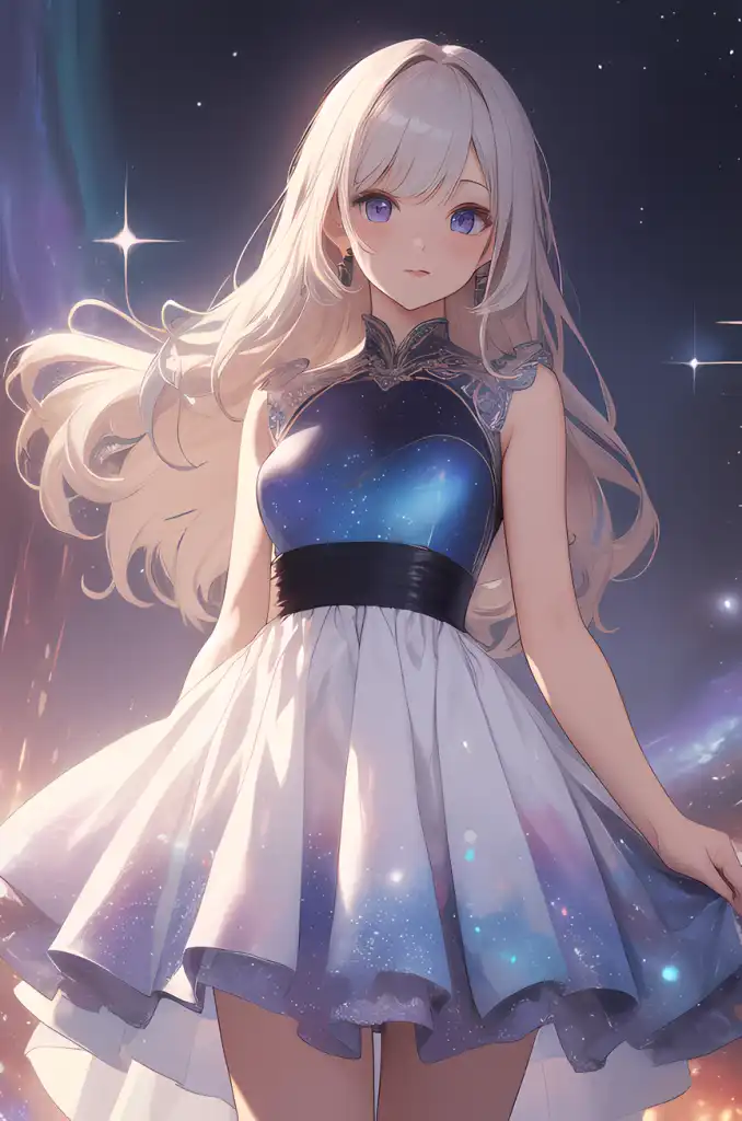 anime girl galaxy dress