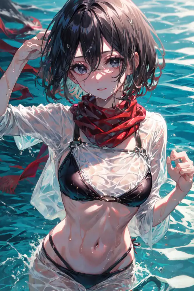 AI Art Mikasa Swimming by ShadowLight PixAI