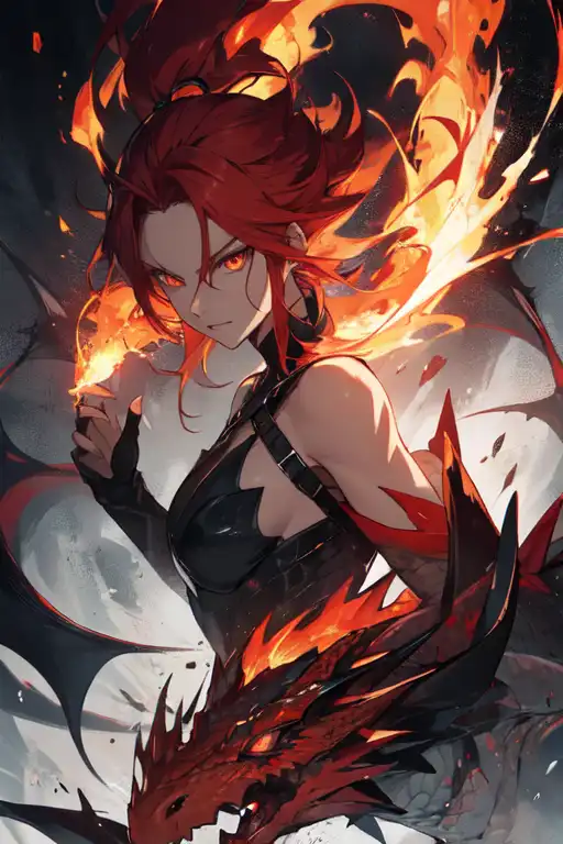 AI Art: red dragon girl by @Red Lady | PixAI