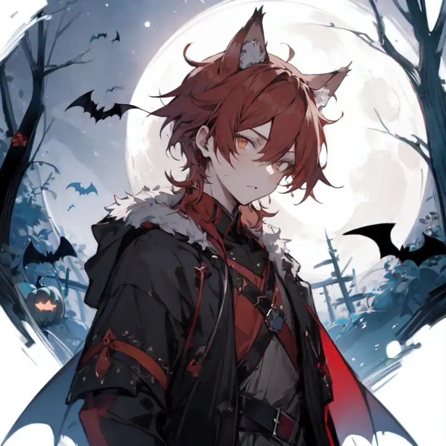 Anime Bad Boy with Wolf Ears and Red Eyes · Creative Fabrica