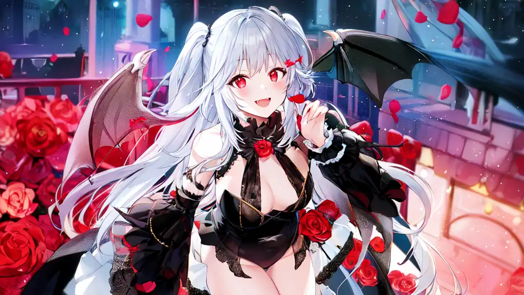 cute anime vampire girl with fangs