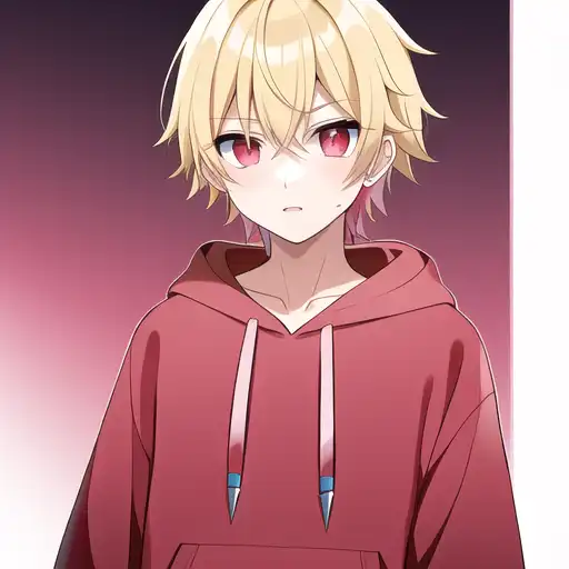 anime boy blonde hair red eyes