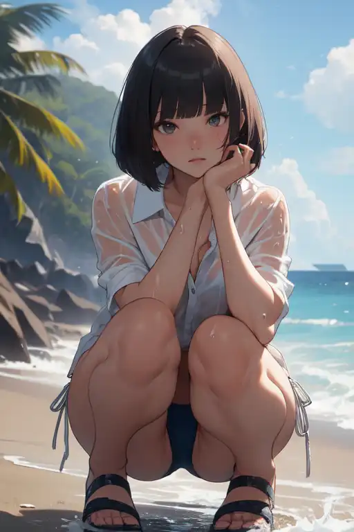 AI Art: girl on beach by @kim | PixAI