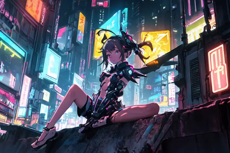 Cyberpunk Anime Girl Neon