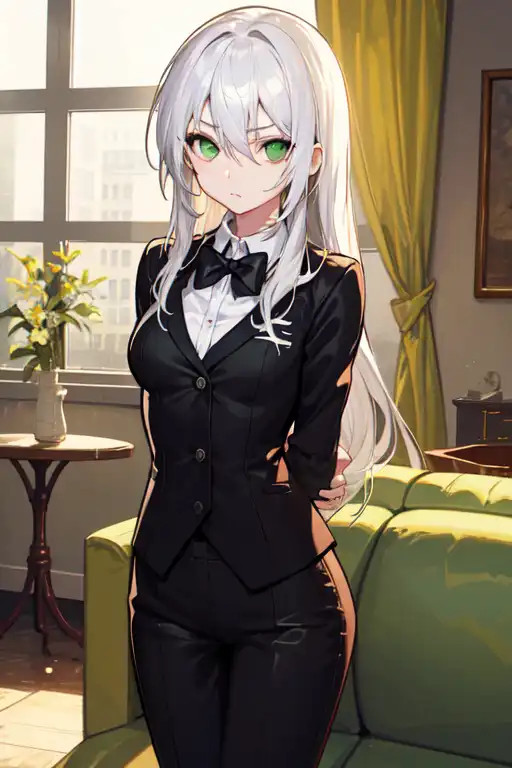 anime butler with white hair