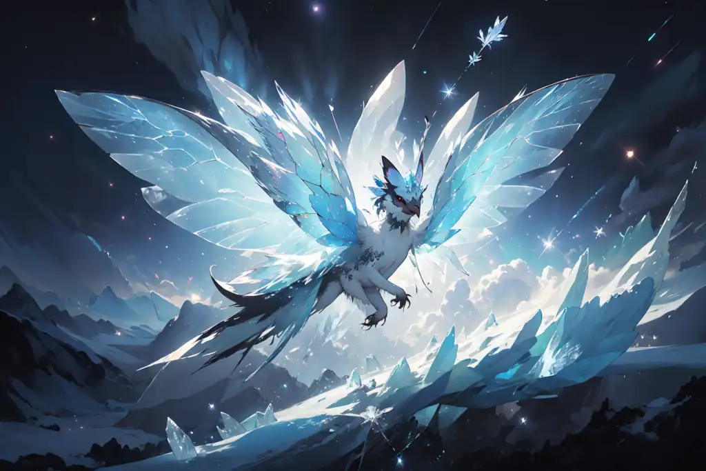 AI Art: Blue Ice Crystal Phoenix #1 by @Subtra | PixAI