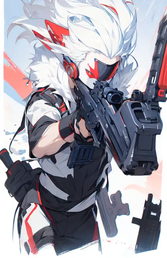 anime boy pointing gun
