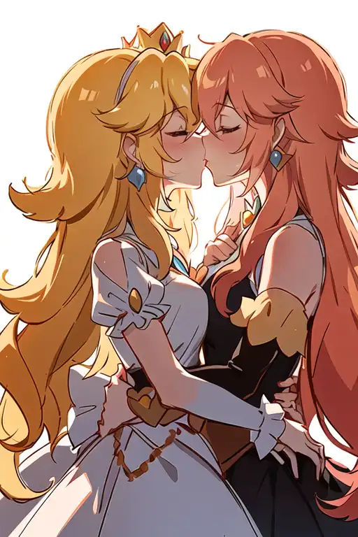 princess daisy and princess peach kissing