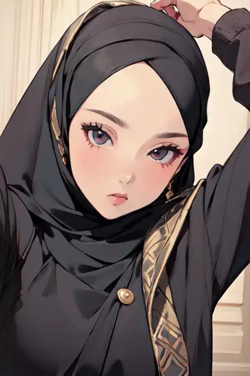 Woman in black hijab illustration, Muslim Islam Hijab Manga Anime