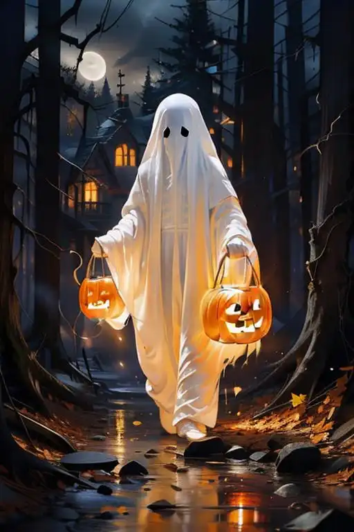 AI Art LoRA Model: 幽灵装·万圣节Ghost costume - Halloween | PixAI