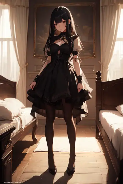 Anime girl in a dark dress AI generated image - Stock Illustration  [98559085] - PIXTA
