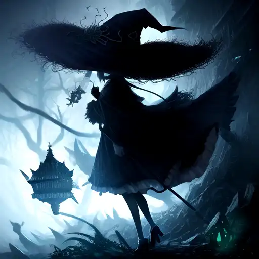 Wallpaper witch, in the dark, black magic, magical look, Elden